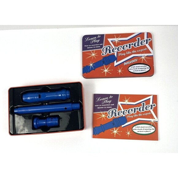 Learn To Play Recorder Book with Full Size Recorder  In Collectible Tin - Picture 5 of 11